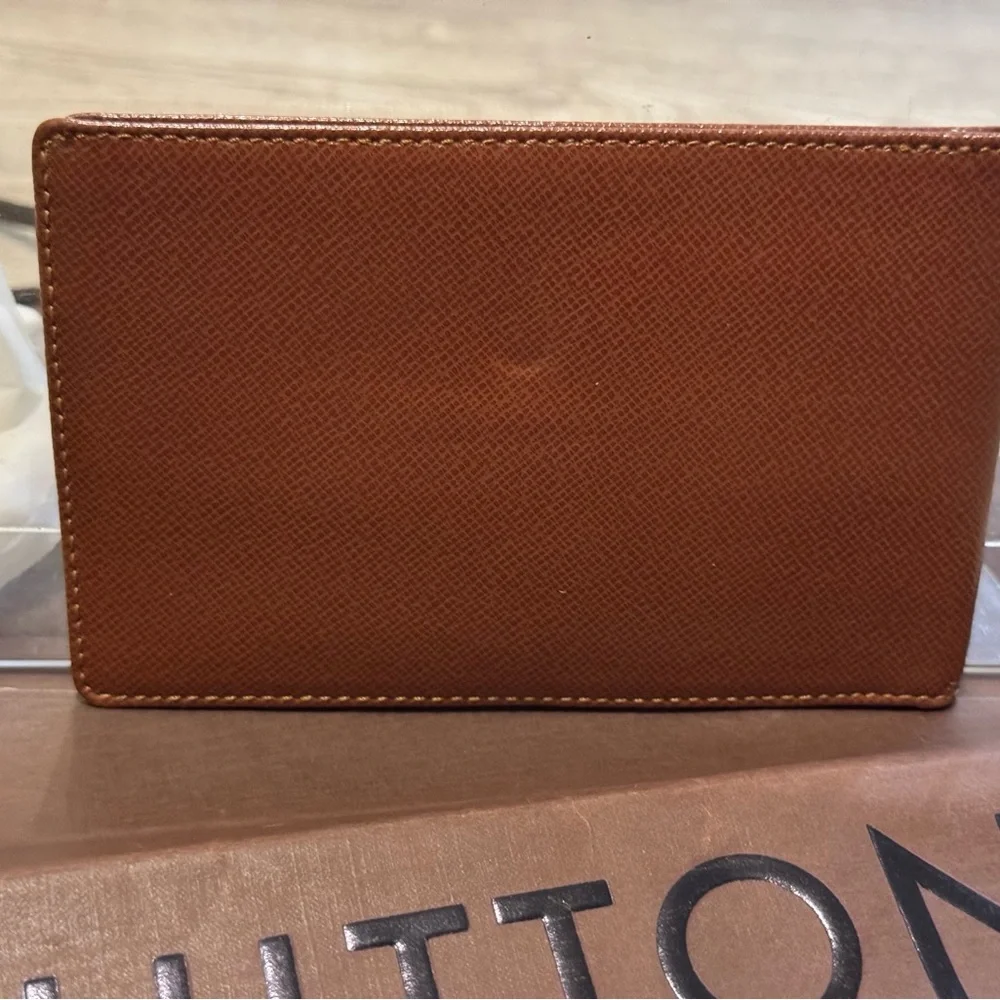 VINTAGE Louis Vuitton Taiga ID / Photo / Card Holder Brown Leather Wallet EUC